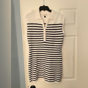 Universal Thread Navy Stripe Mini Knit Polo Sweater Dress size medium